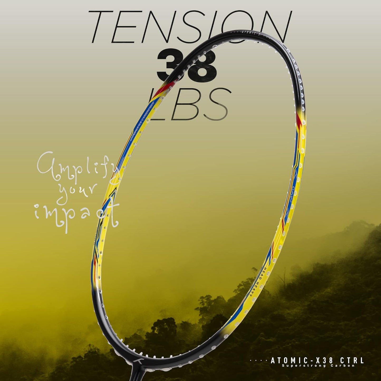 Hundred ATOMIC-X 38 CTRL-strung badminton racket, 2S026-2