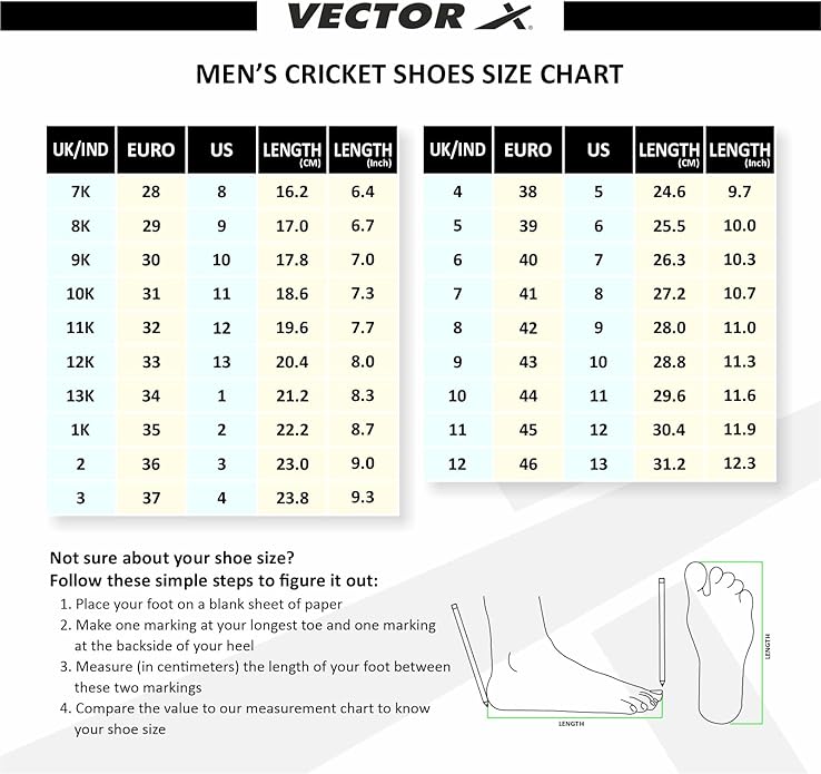 Vector X Blaster-22 Yards Cricket Shoes | Color: White & Green | Size: 4 UK/ 5US/ 38EU | For Men & Boys | Material: Synthetic | High quality rubber outsole with rounded studs
