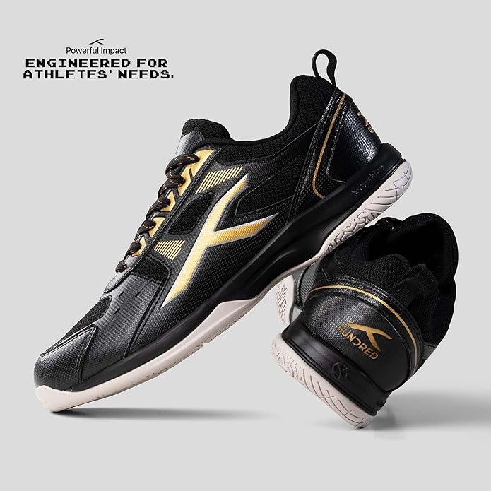 Hundred Raze Unisex Badminton Sports Shoes (Non-Marking) | for Indoor Squash, Table Tennis, Basketball & Paddle Pickle | Lightweight | X-Cushion, Toe Assist