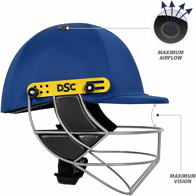 DSC Defender Cricket-Helm | Für Männer & Jungen | Verstellbares Stahlgitter | Rückenstützriemen | Leichtgewicht