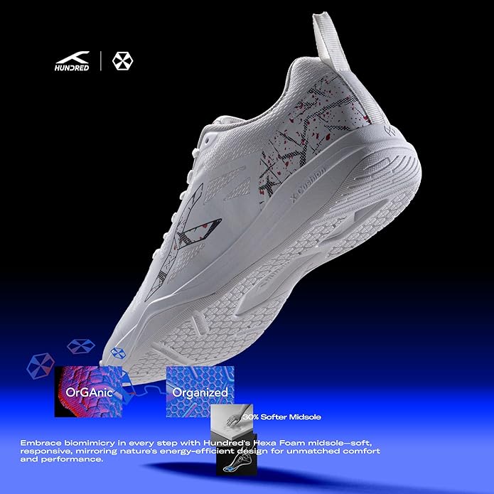 HUNDRED Blade Non-Marking Professional Badminton Shoes for Men | Material: TPU/Rubber | Suitable for Indoor Tennis/Squash/Table Tennis/Basketball & Padel