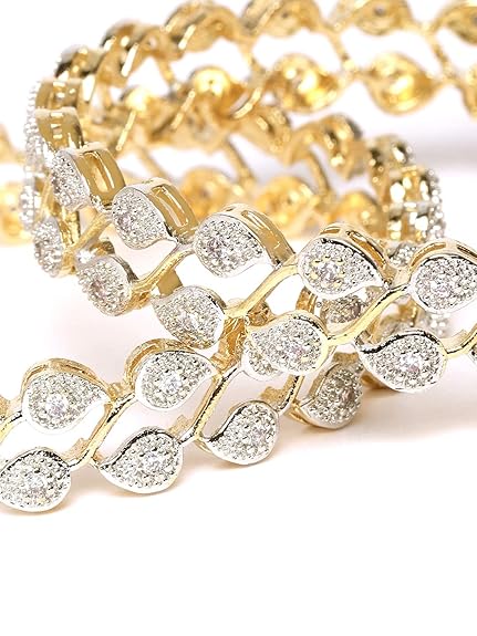 YouBella Stylish Traditional Jewelry Gold Plated and American Diamond Bangle Set for Women