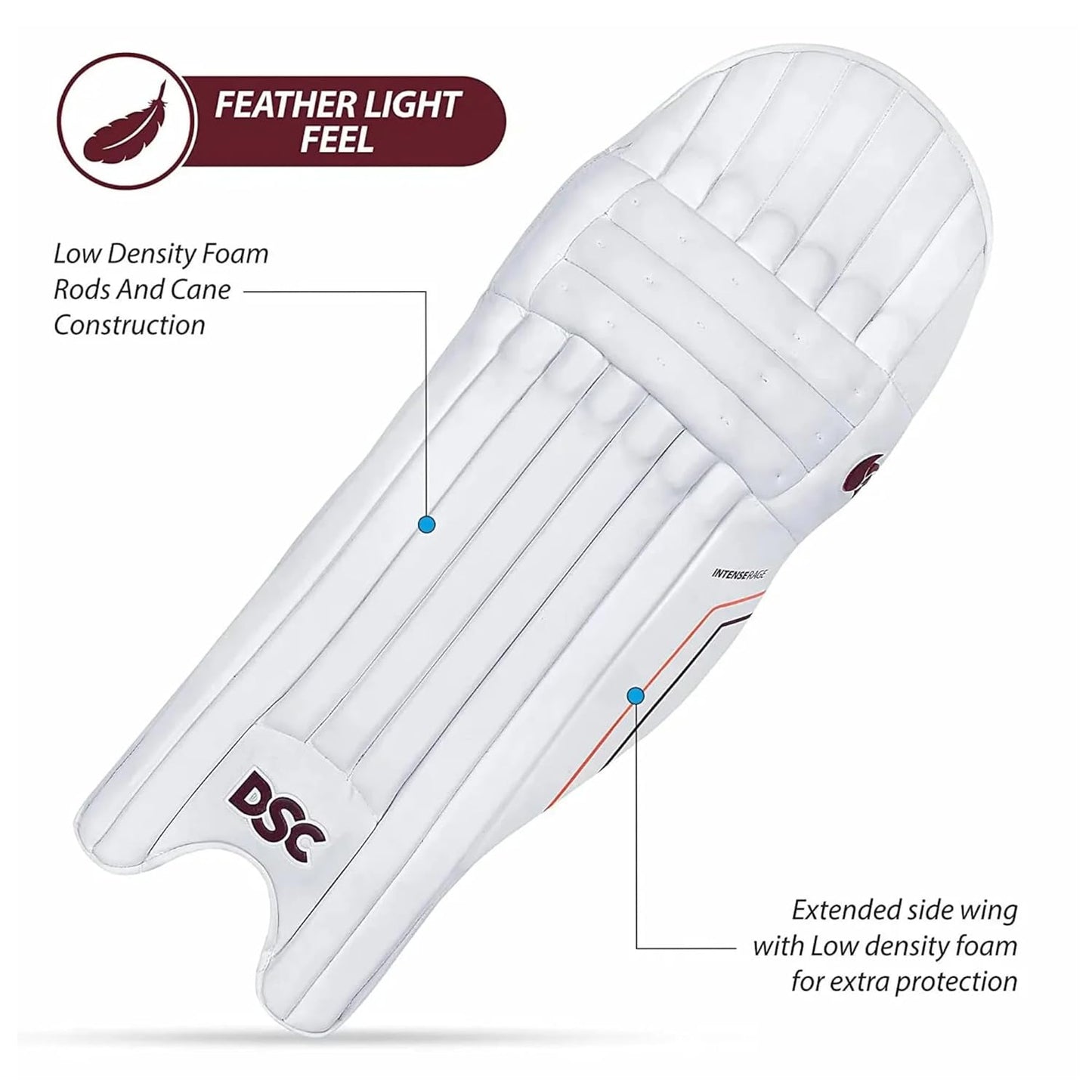 DSC Intense Rage Cricket Batting Legguard | For Men & Boys | Material: PVC | Strap with padded buckle | Bolster lined with fabric