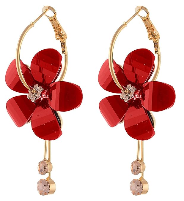 YouBella Floral Drop Earrings | Gold plattiert | Material: Messing | Modischer Kunstschmuck | Für Frauen & Mädchen | Perfekt für besondere Anlässe und Bürokleidung | Für Geschenke & Hochzeiten