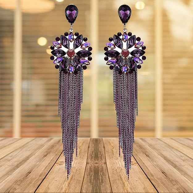 YouBella Schmuck Ohrringe | Farbe: Schwarz | Kristall-Quasten-H&made-Ohrringe für Mädchen und Frauen | Am besten zum Verschenken | Hochzeit | Stilvoll | Partykleidung | Mode | Geeignet für alle Gelegenheiten