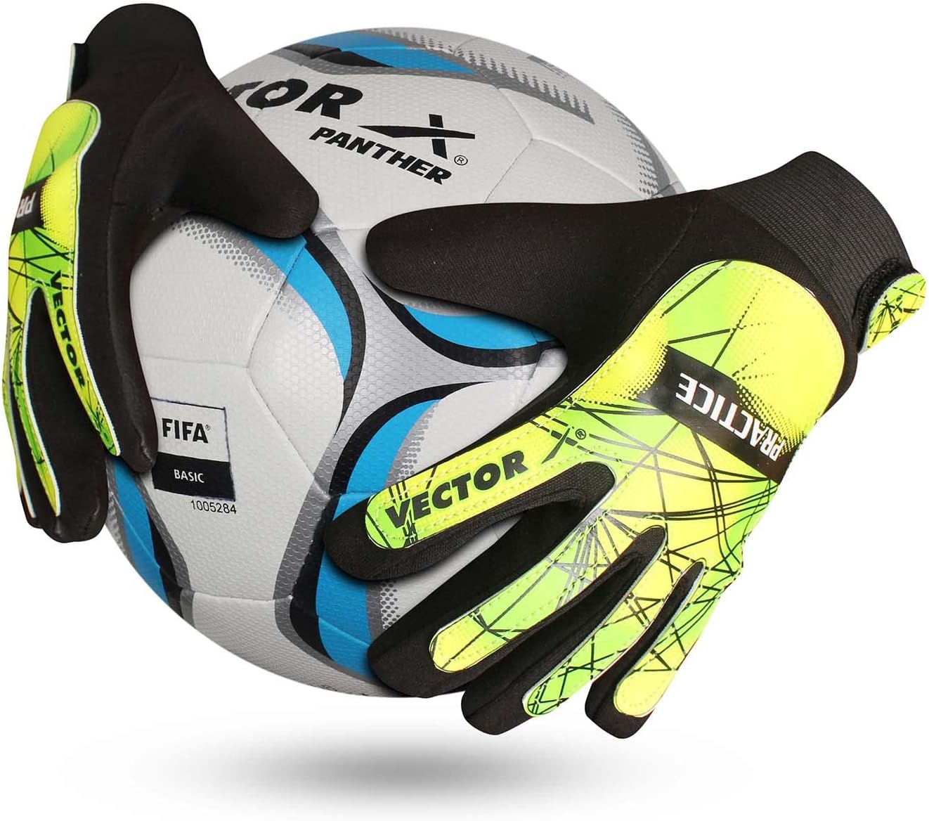 Vector X Practice Torwarthandschuhe | Schwarz-Grün | Handschuhe mit Fingersicherungen & Super Grip Handflächen | Fußballtorwarthandschuhe für Jugend | Erwachsene | Schwarz-Grün |