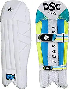 DSC Intense Shoc Cricket Wicket Keeping Legguard | Color: White | Material: PVC | for Men & Boys | Mesh Instep | Highly Comfortable | Perfect Fit | Low Density Foam in The Bolsters