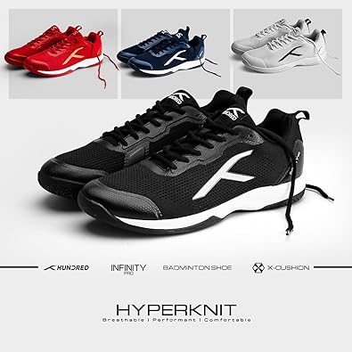 HUNDRED Infinity Pro Non-Marking Professional Badminton Shoe for Men