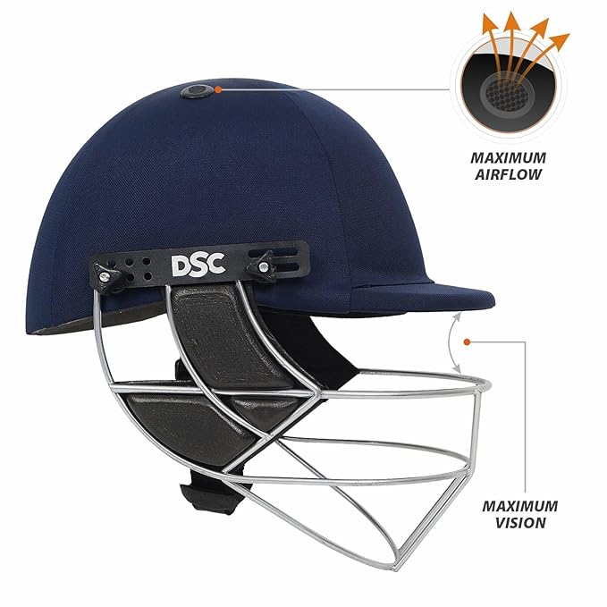 DSC Defender Cricket-Helm | Für Männer & Jungen | Verstellbares Stahlgitter | Rückenstützriemen | Leichtgewicht