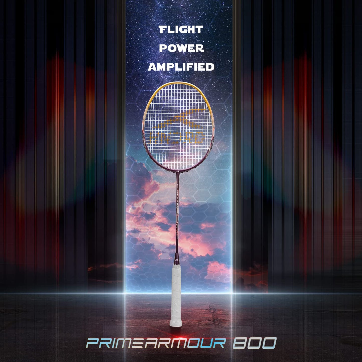 Hundred Primearmour 800 Badmintonschläger mit Carbonfasersaiten | Material: Carbonfaser | Geschlecht: Unisex | 84 g 4U Leichtgewicht