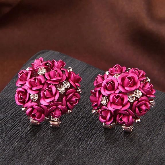YouBella Jewelry for Women Earrings Crystal Rose Shape Floral Stud Earrings for Girls and Women