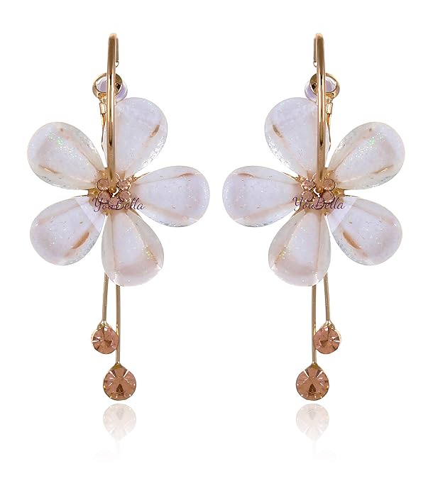 YouBella Florale Tropfenohrringe | Kombi | Weiß & Schwarz | Vergoldet | Modischer Kunstschmuck | Für Frauen und Mädchen | Perfekt für besondere Anlässe und Bürokleidung | Schenken & Hochzeit