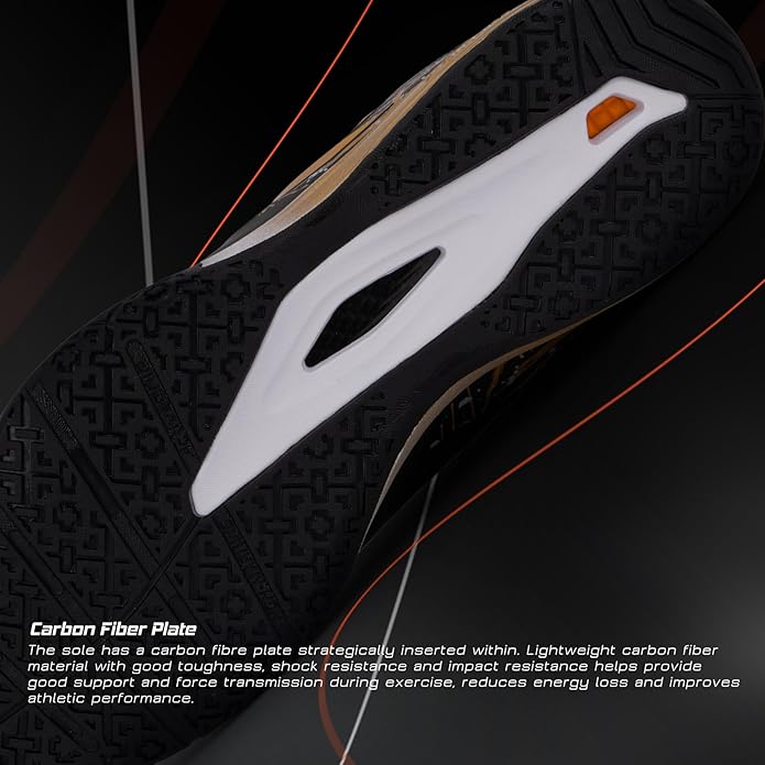 HUNDRED Beast Max Non-Marking Professional Badminton Shoes for Men (Black/Gold, EU 44/UK 10/US 11) | Material: Polyester/TPU | Suitable for indoor tennis/squash/table tennis/basketball & padel