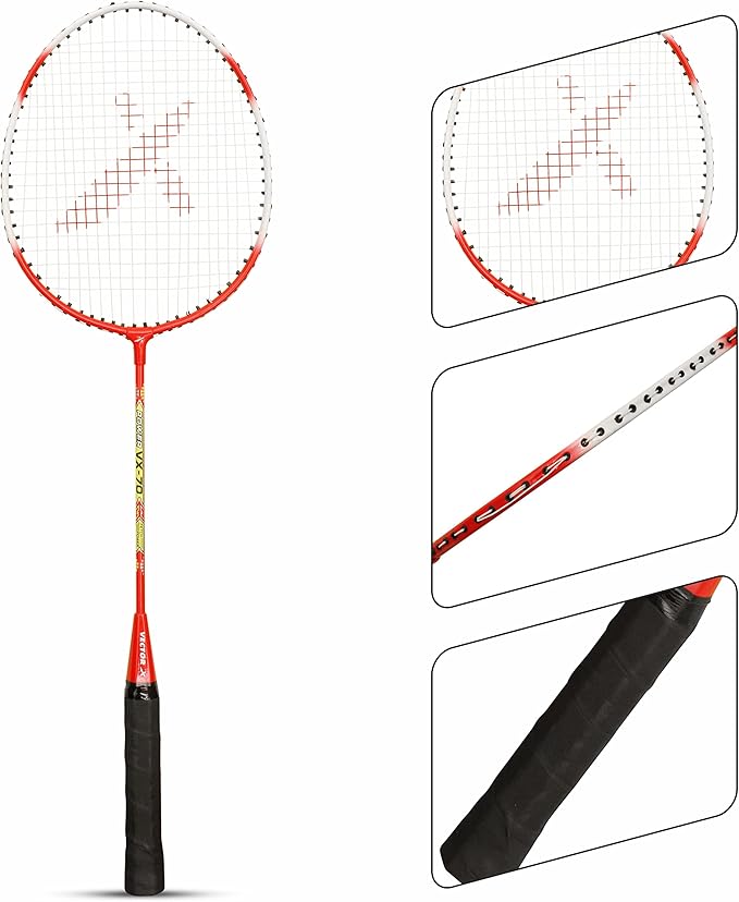 Vector X Badminton Racket | Size: 3 7/8 inches | For men and boys | Material: Aluminum | Best for professional athletes training and competition, outdoor play, backyards