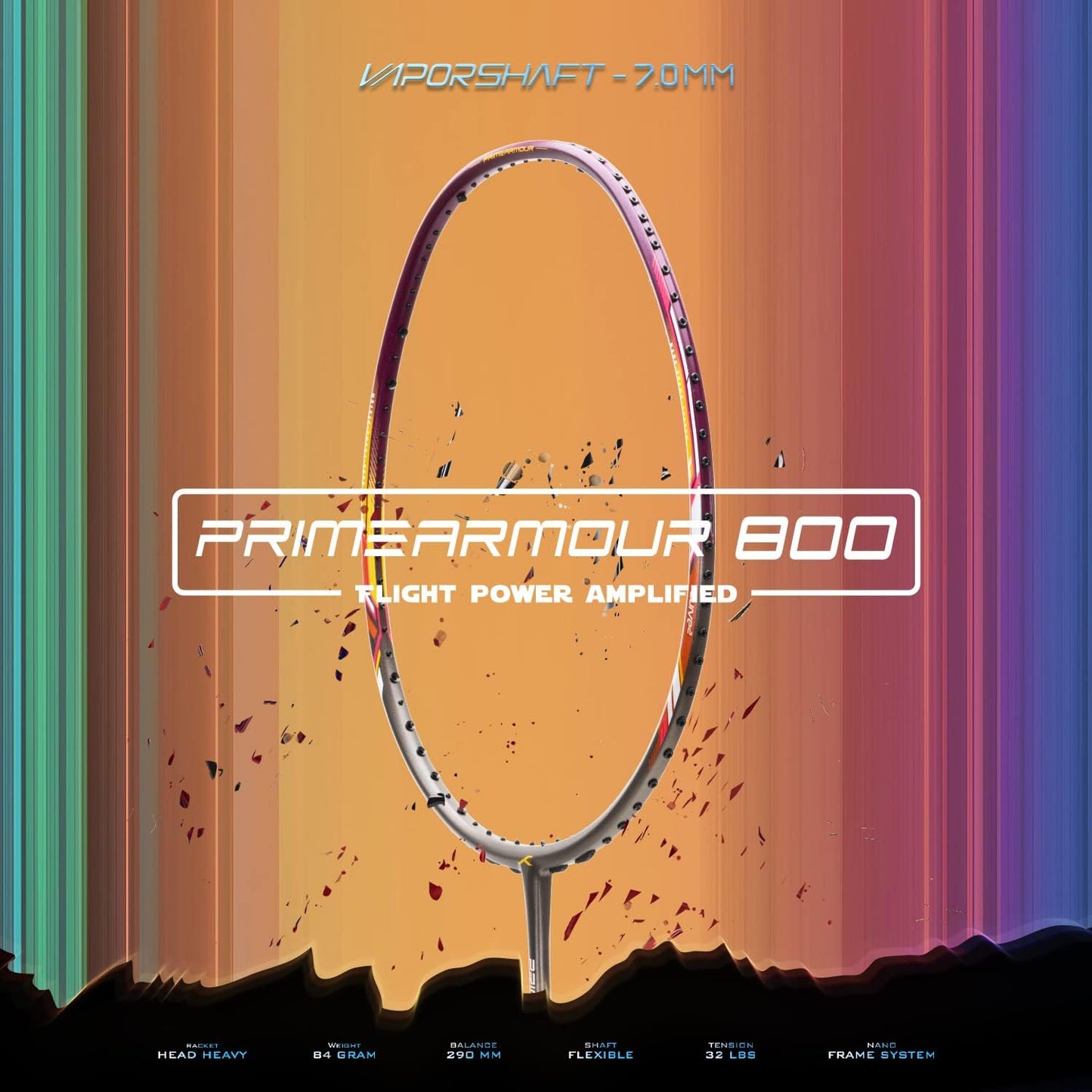 Hundred PRIMEARMOUR 800 Badmintonschläger, Dunkelgrau/Rot