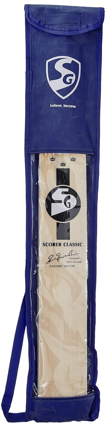 SG Scorer Classic Cricketschläger für Herren und Jungen (Beige) | Material: Kashmir Willow | Leichtgewicht | Kostenloser Bezug | Spielfertig | Für fortgeschrittene Spieler | Ideal für Lederball