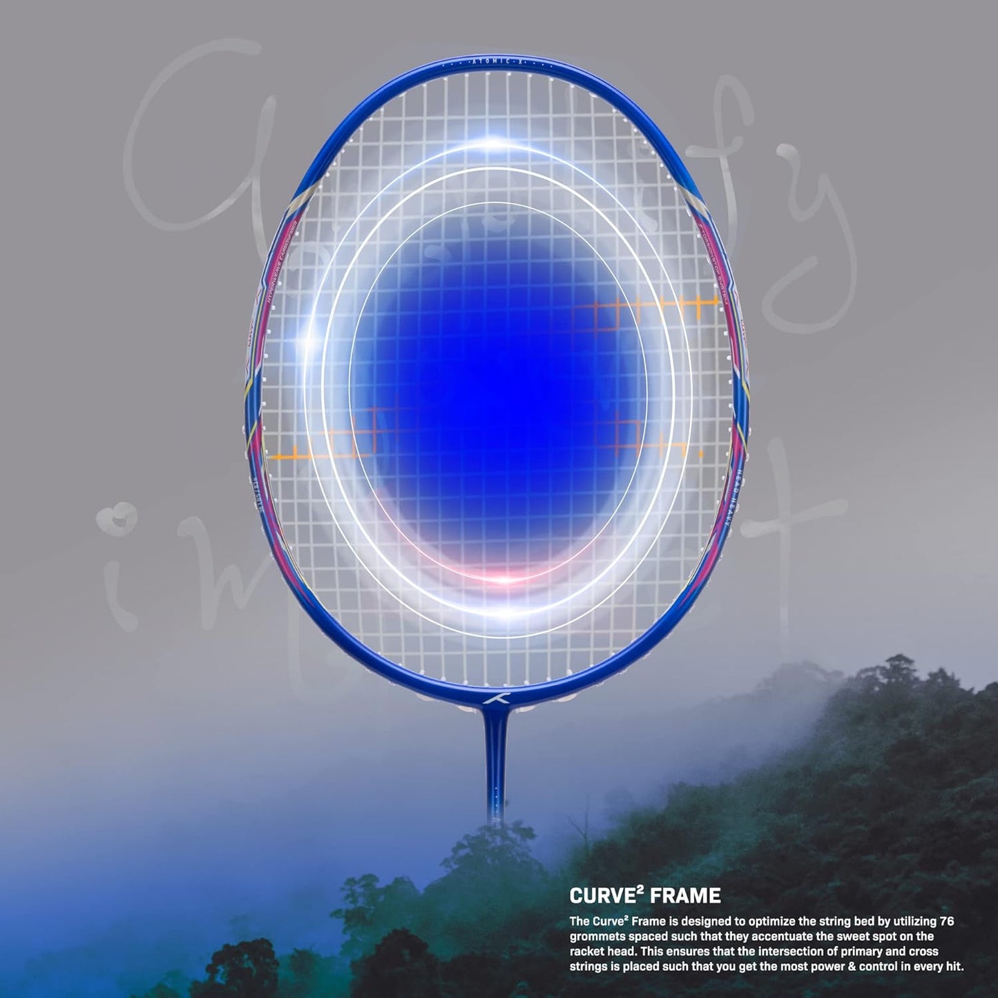 Hundred ATOMIC-X 38 CTRL-strung badminton racket, 2S026-2