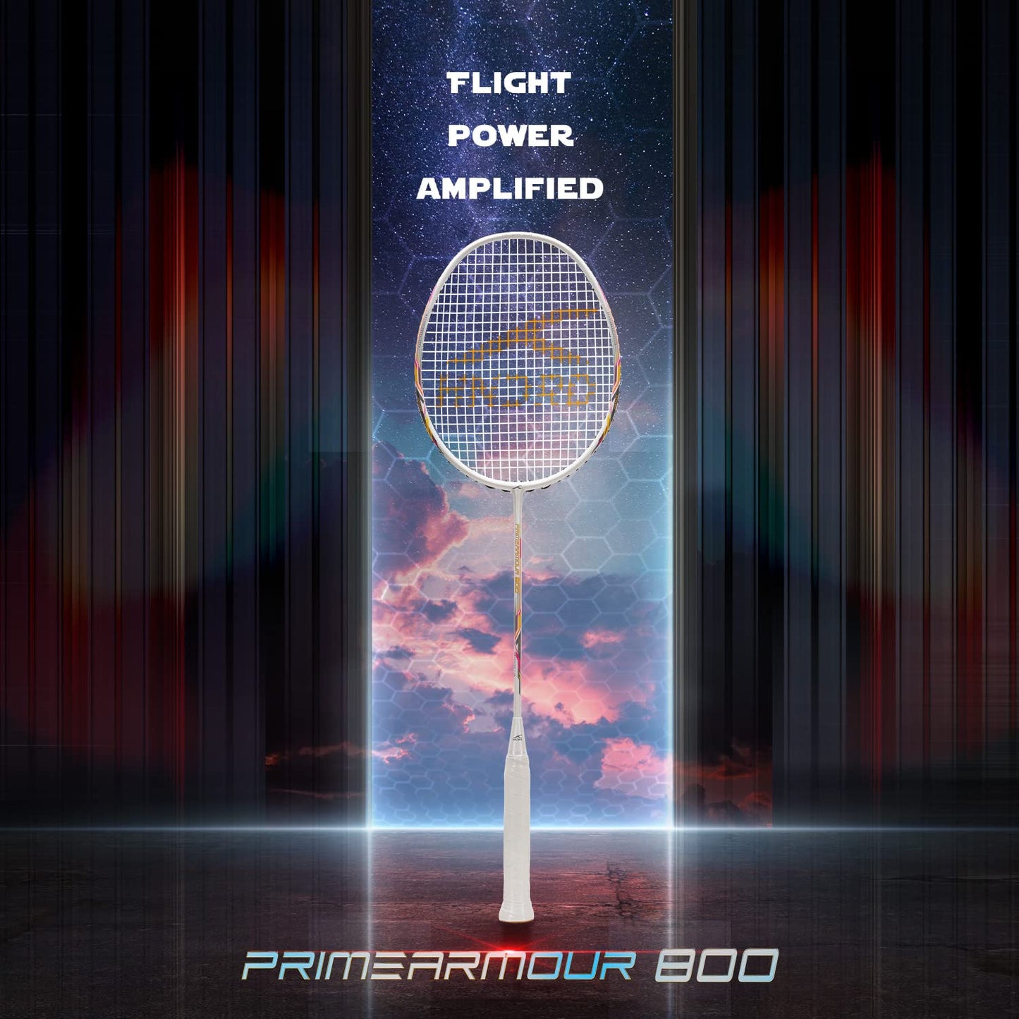 Hundred Primearmour 800 Badmintonschläger mit Carbonfasersaiten | Material: Carbonfaser | Geschlecht: Unisex | 84 g 4U Leichtgewicht