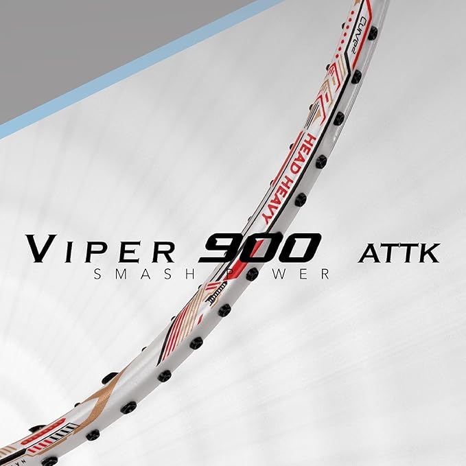 HUNDRED Viper 900 Carbon Fibre Strung Badminton Racket mit Full Racket Cover | Für Fortgeschrittene Spieler | 79 Gramm | Maximale Saitenspannung - 32lbs