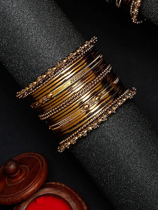 YouBella Stylish Traditional Jewelry Gold Plated Bangle Set for Women (Golden)(YBBN_91103_2.6)
