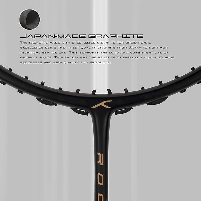 HUNDRED ROCK 88 Carbon Fiber Strung Badminton Racket with Full Racket Cover | For Intermediate Players | 78 grams | Maximum String Tension - 32lbs