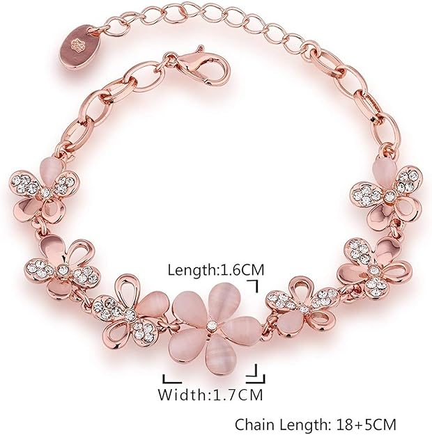YouBella Stylisches Blumenarmband | Rose Gold | Material: Messing | Modischer Kunstschmuck | Für Frauen & Mädchen | Langlebiges Finish | Geeignet für alle Anlässe