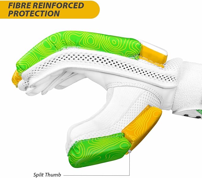 DSC Intense Attitude Cricket Batting Gloves | Color: Multicolor | Material: PU leather | for right-handed Batman | Lightweight | Reinforced protection in the two index fingers