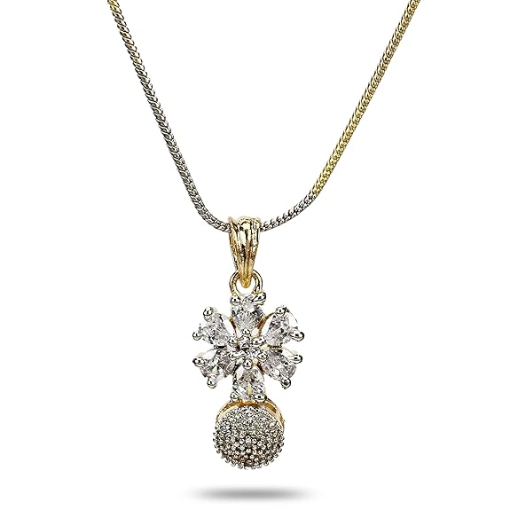 YouBella Crystal Stylish Necklace Jewellery Set | Mit Ohrringen und Armband | Gold Plated | Material: Messing | Modischer Kunstschmuck | Für Frauen & Mädchen | Langlebiges Design