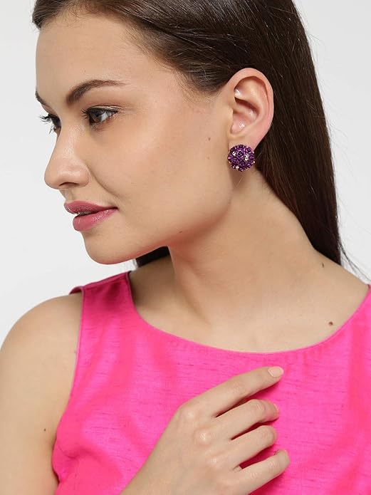 YouBella Jewelry for Women Earrings Crystal Rose Shape Floral Stud Earrings for Girls and Women
