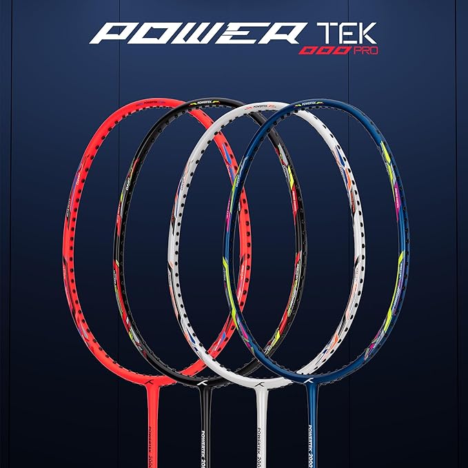 HUNDRED Powertek 2000 PRO Badminton Racket with Full String (Size: Standard, Grip Size: G6) | Stringing | Material: Graphite | For advanced players | Weight: 90 grams | Maximum string tension - 22-24lbs