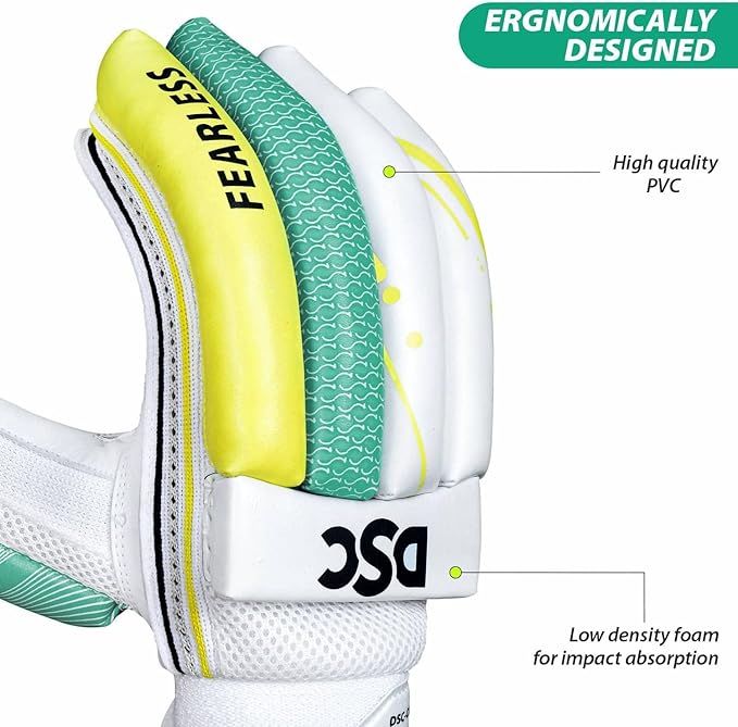 DSC Intense Attitude Cricket Batting Gloves | Color: Multicolor | Material: PU leather | for right-handed Batman | Lightweight | Reinforced protection in the two index fingers