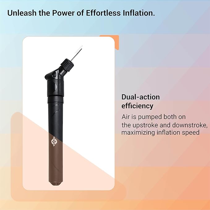 Nivia Double Action Ball Pump (Black) | with needle air pump for sports football, volleyball, basketball, rugby, soccer, and other inflatable balls | Stainless steel pin air pump