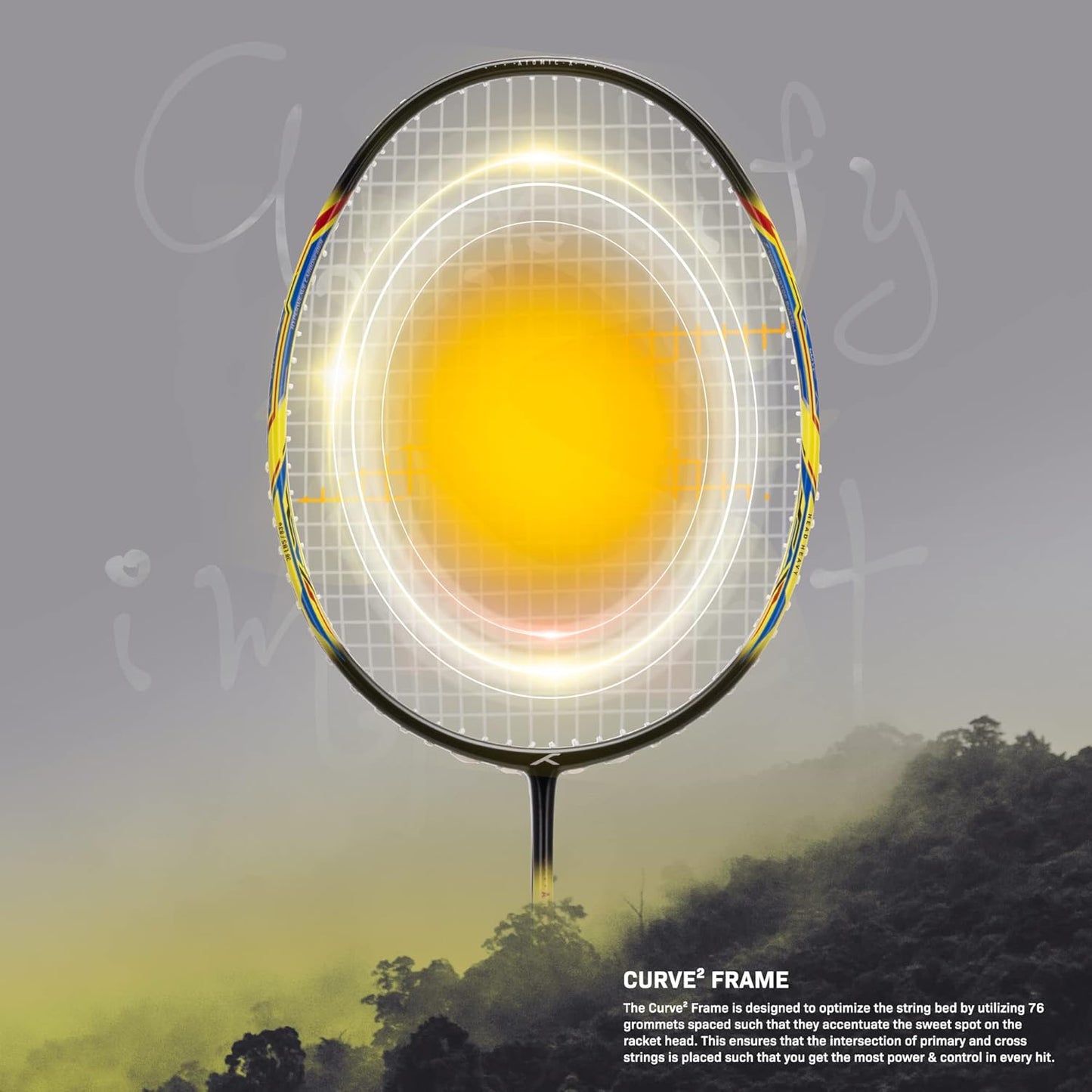 Hundred ATOMIC-X 38 CTRL-strung badminton racket, 2S026-2