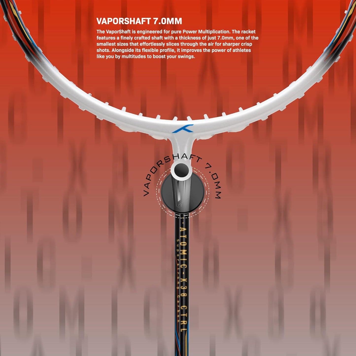 Hundred ATOMIC-X 38 CTRL-strung badminton racket, 2S026-2