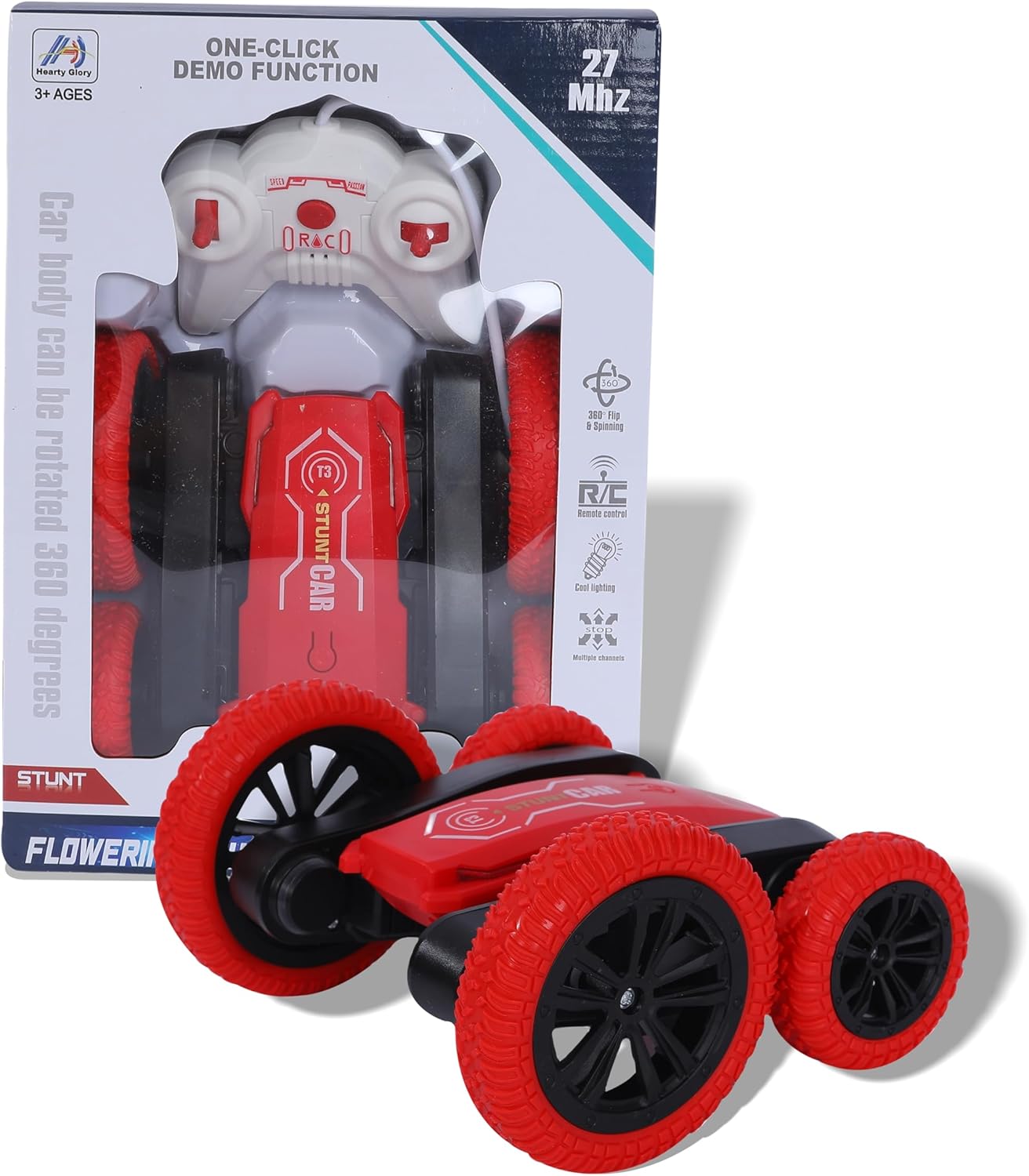 FUNFY 4WD High-Speed RC Butterfly Stunt-Spielzeugauto | Sortiert | mit 360°-Flach- und V-förmiger Drehung, beidseitigem Antrieb | Rutschfeste, stoßfeste Reifen | Anzeige verschiedener Nachrichten für Kinder