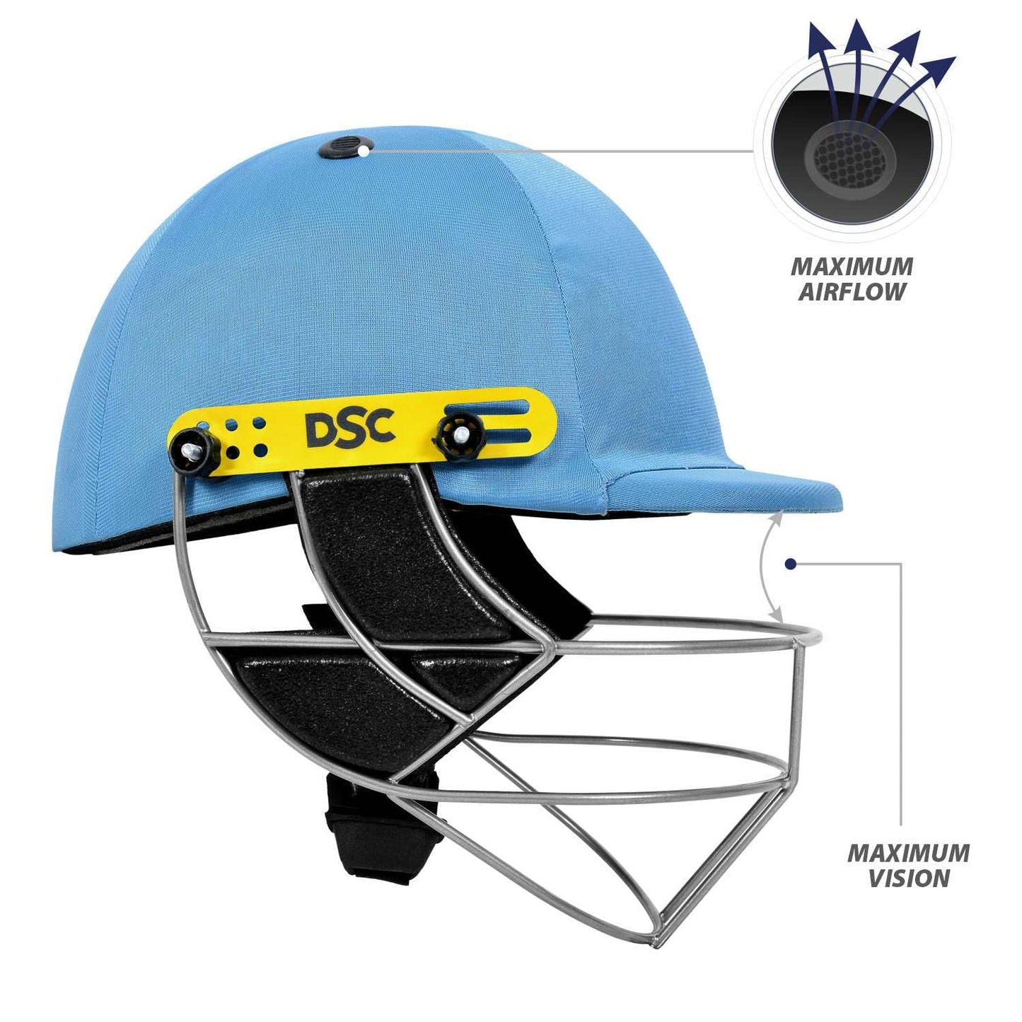 DSC Defender Cricket-Helm | Für Männer & Jungen | Verstellbares Stahlgitter | Rückenstützriemen | Leichtgewicht