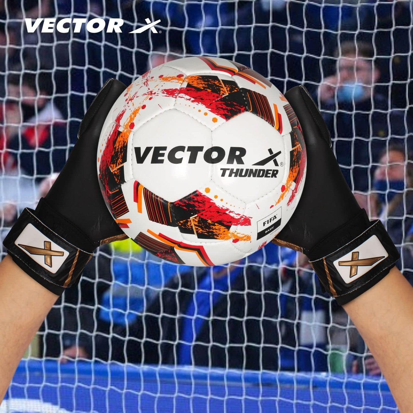 Vector X Tornado Goal Keeper Gloves | für Mehrzweckgebrauch Starker Griff für die härtesten Saves | mit Finger Spines, um herrlichen Schutz und Komfort zu geben | Finger Saver | Multicolor