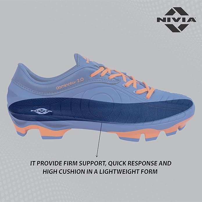 Nivia Dominator 2.0 Fußballschuhe | TPU-Sohle mit PVC-Kunstleder-Obermaterial, geformte Einlegesohle
