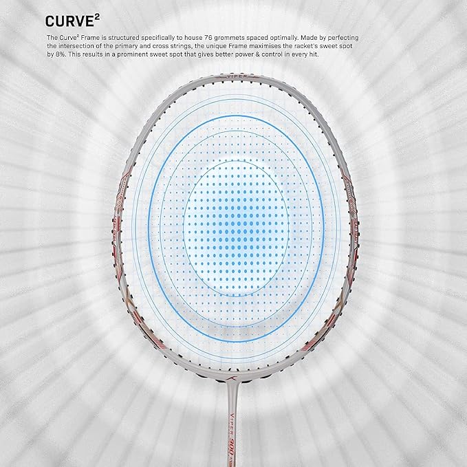 HUNDRED Viper 900 Carbon Fibre Strung Badminton Racket mit Full Racket Cover | Für Fortgeschrittene Spieler | 79 Gramm | Maximale Saitenspannung - 32lbs