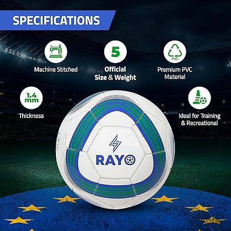 RAYO Passion Maschinengenähter Fußball der Größe 5 | Material : PVC | Multicolor | Dieser leichte 1,4 MM Dicke Zwischenfußball ist für Trainingszwecke geeignet | Für Männer und Frauen