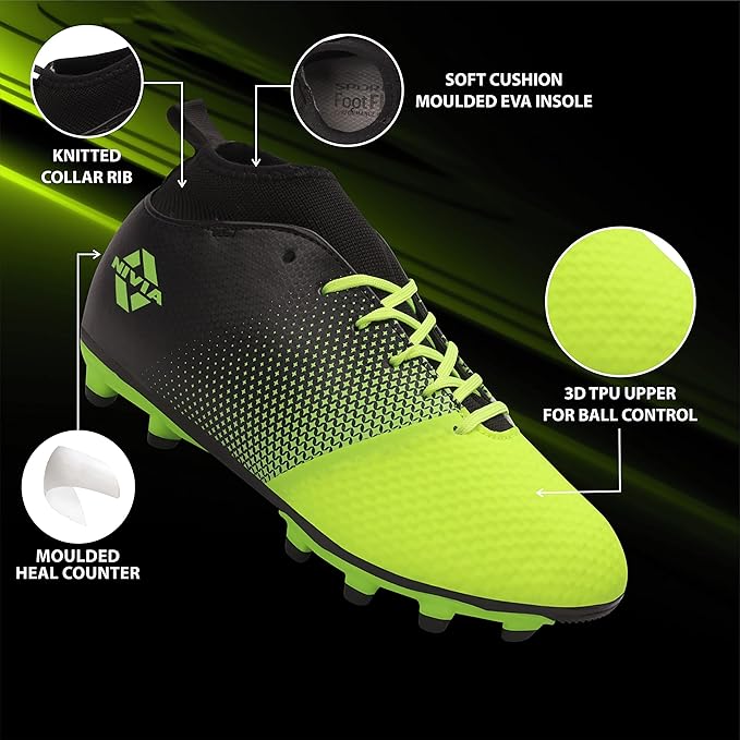 Nivia Ashtang Fußballstollen für Männer/Sport und athletische Schuhe mit PU Synthetik Leder Ober/bequeme Fußballschuhe