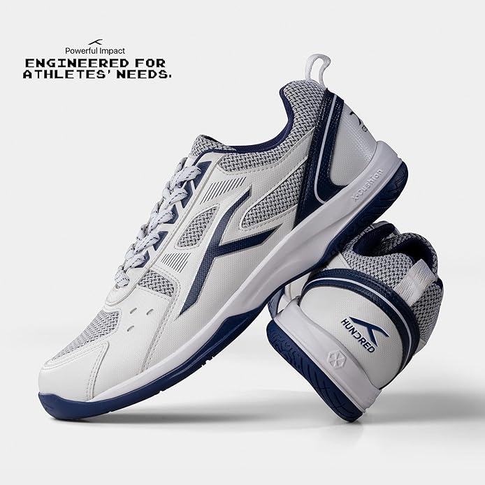 Hundred Raze Unisex Badminton Sports Shoes (Non-Marking) | for Indoor Squash, Table Tennis, Basketball & Paddle Pickle | Lightweight | X-Cushion, Toe Assist