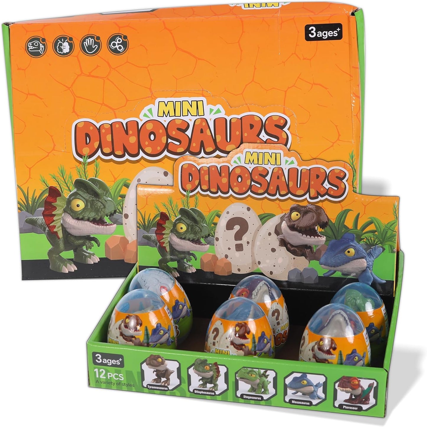 FUNFY Set mit 12 Dinosaurier-Spielzeugen zum Fingerbeissen | Mehrfarbig | Puppenset, Dinosaurier-Spielzeug zum Fingerbeissen, Dinosaurier-Fingerspielzeug | Interessantes interaktives Kinderspielzeug | Ideal als Geburtstagsgeschenk