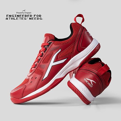 Hundred Raze Unisex Badminton Sports Shoes (Non-Marking) | for Indoor Squash, Table Tennis, Basketball & Paddle Pickle | Lightweight | X-Cushion, Toe Assist
