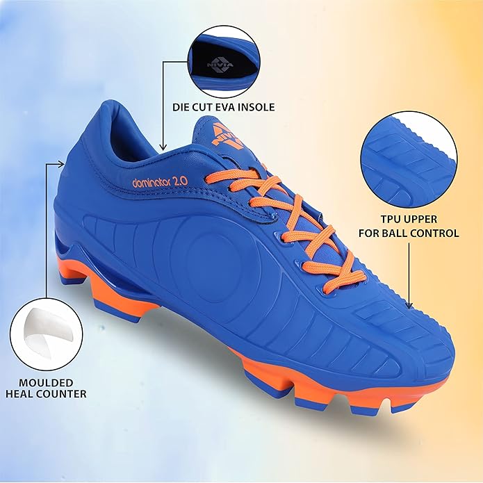 Nivia Dominator 2.0 Fußballschuhe | TPU-Sohle mit PVC-Kunstleder-Obermaterial, geformte Einlegesohle