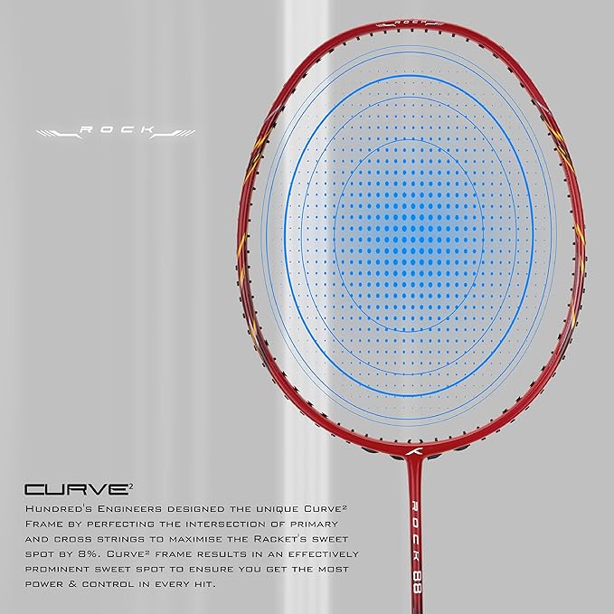 Hundred Rock 88 Badmintonschläger mit kompletter Schlägerhülle | Größe: One Size | Grip Size: G6 | Material: Carbon Fibre | 82 Gramm | Unbesaitet | Leichtgewicht | Flexibler Schaft | Verbessert die Smash-Abwehr | Für Spieler der Mittelstufe