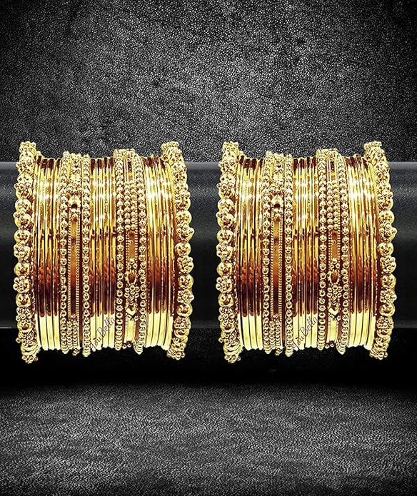 YouBella Traditional Gold Plated Oxidized Bangle Set | Material: Brass | Size: 2.6 | Fashionable Art Jewelry | For Women & Girls | Durable Design | Suitable for All Occasions