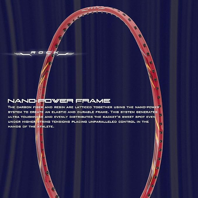 Hundred Rock 88 Badmintonschläger mit kompletter Schlägerhülle | Größe: One Size | Grip Size: G6 | Material: Carbon Fibre | 82 Gramm | Unbesaitet | Leichtgewicht | Flexibler Schaft | Verbessert die Smash-Abwehr | Für Spieler der Mittelstufe