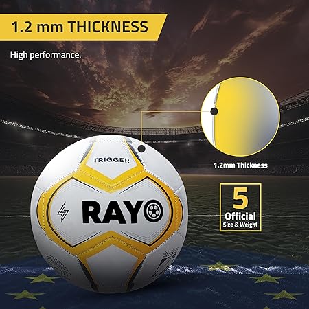 RAYO Trigger Machine Stitched Fußball der Größe 5 | Material: PVC | Multicolor | Diese leichte 1,2 MM Dicke Fußball ist für Training und Freizeit Zweck | Für Männer und Frauen