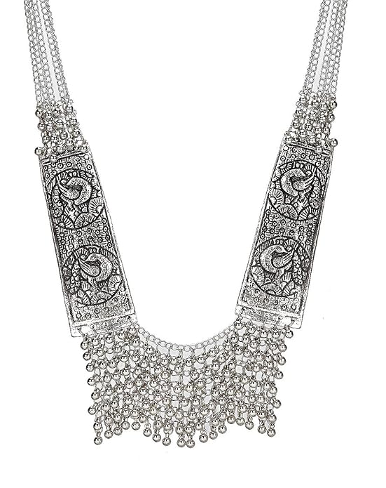YouBella stilvolle afghanische Stammes-Halskette | Versilbert | Material: Messing | Modischer Kunstschmuck | Ideal zum Verschenken und für den persönlichen Gebrauch | Für Frauen und Mädchen
